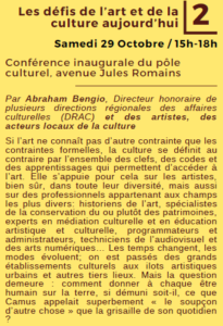 Conférence “Les défis de l’art et de la culture aujourd’hui”